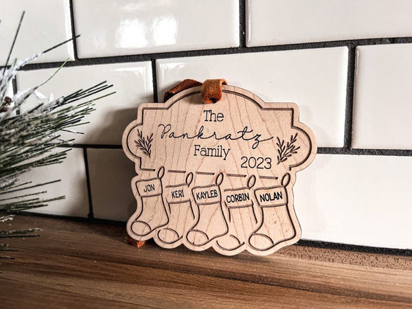 Family Ornament | Christmas Ornament | Stocking and Chimney Ornament