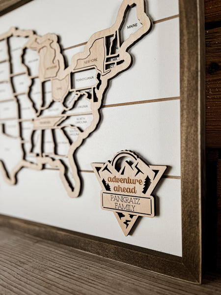 Personalized 3-D USA Puzzle Travel Tracker Map