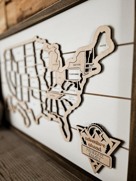 Personalized 3-D USA Puzzle Travel Tracker Map
