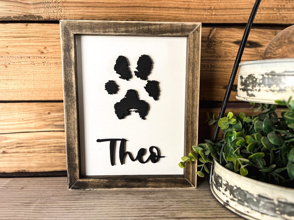 Pet Paw Print Memorial Sign | Dog Print | Home Pet Sign | Wood