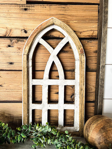 19" Cathedral Wood Arches | Church Window Wall Decor | Farmhouse Window | Wooden Arch | Arched Frame | Cathedral Window Frame