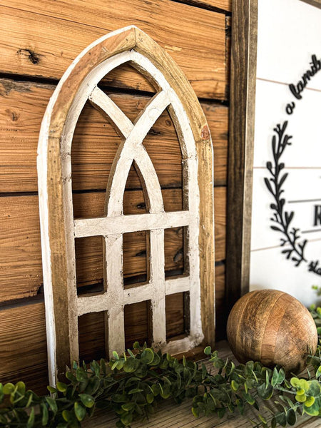 19" Cathedral Wood Arches | Church Window Wall Decor | Farmhouse Window | Wooden Arch | Arched Frame | Cathedral Window Frame