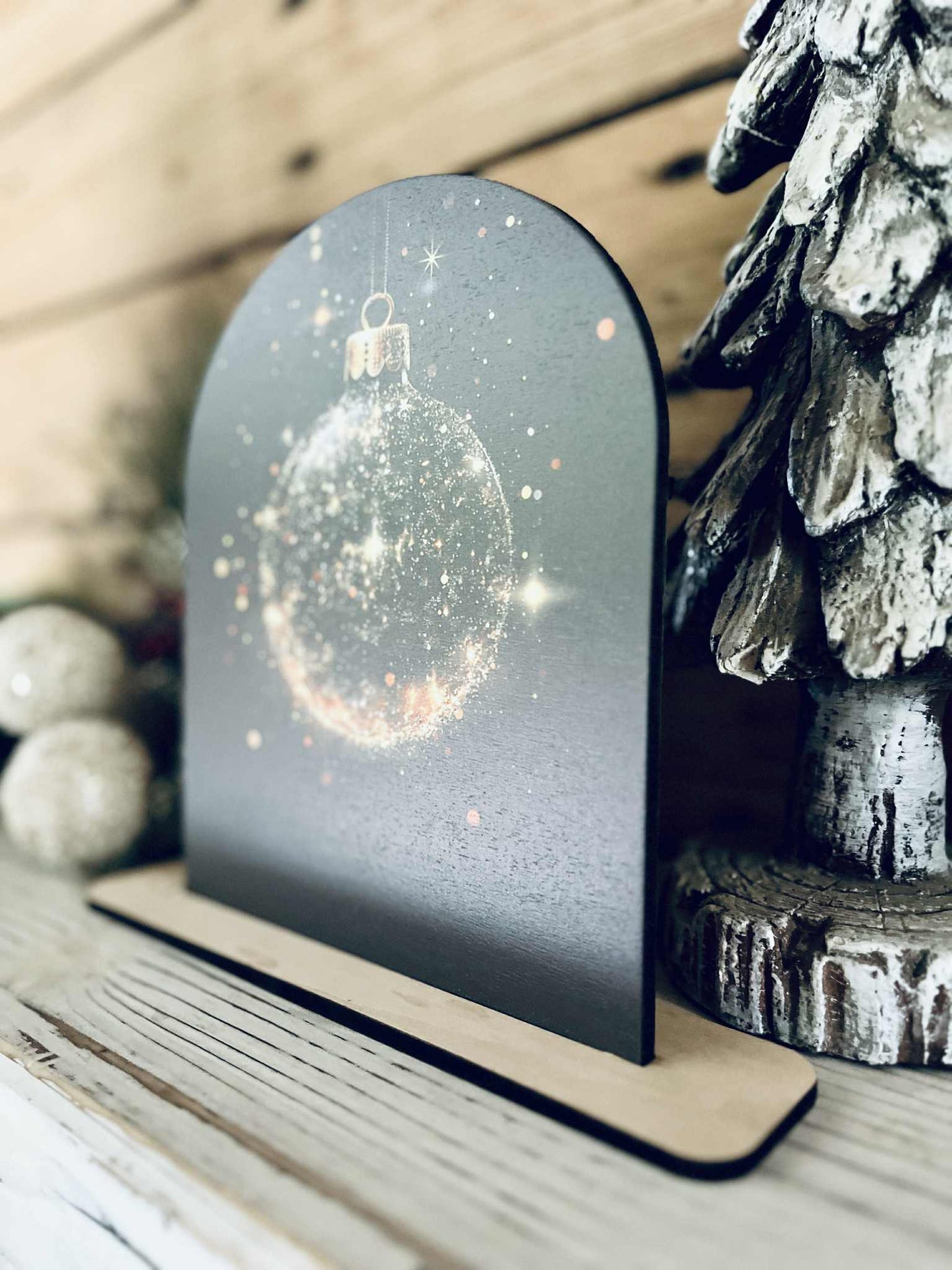 Sparkling Ornament Tabletop Sign – Farmhouse Christmas Freestanding Décor