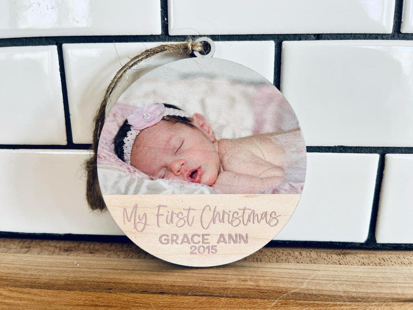 Personalized Photo Ornament – Custom Picture Keepsake, Memorial, Baby’s First Christmas, Anniversary Gift, UV Printed on Maple Wood