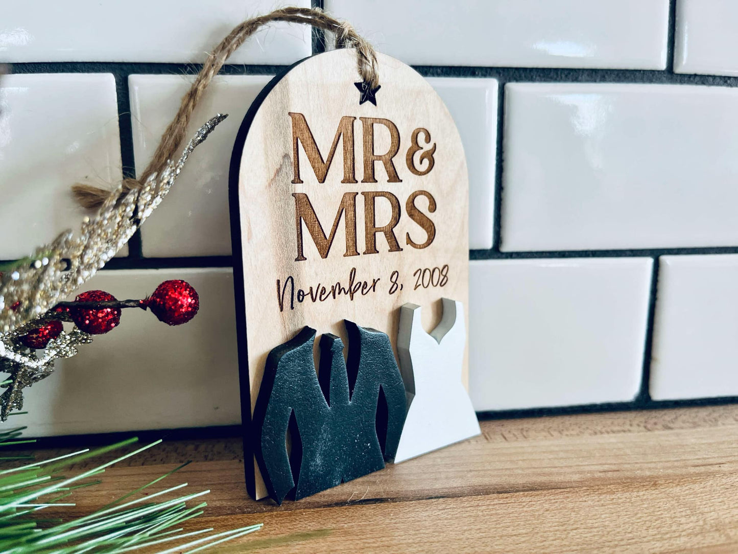 Mr. and Mrs. Christmas Ornament | Marriage Christmas Ornament | Personalized Wedding Ornament