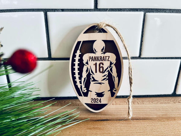 Personalized Sports Ornament | Custom Football Player Ornament | Kid's Yearly Christmas Ornament | Christmas Ornament for Kids