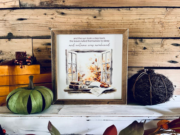 Cozy Autumn Window Print | Framed Fall Quote Sign | UV Printed Seasonal Home Decor | Farmhouse Style Fall Wall Art