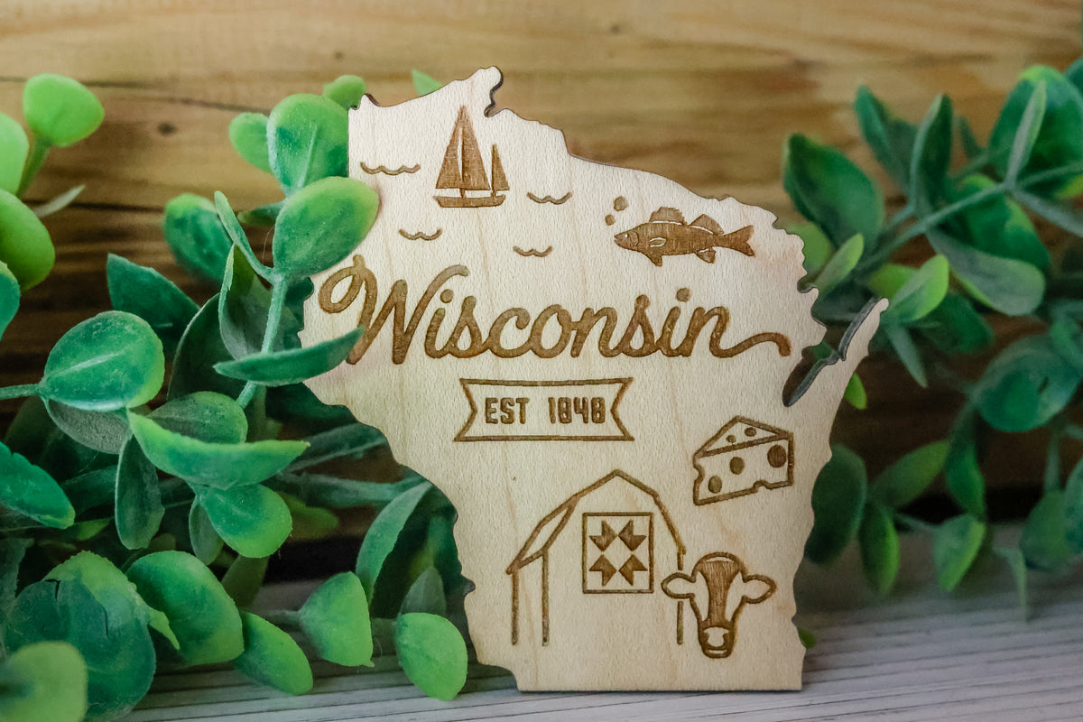 Magnete Souvenir Wisconsin Dells USA – In Legno 3D, 7,6 X 7,6 Cm, Resistente E Colorato, Per Frigorifero O Lavagna, Decorazione Da Viaggio - 2
