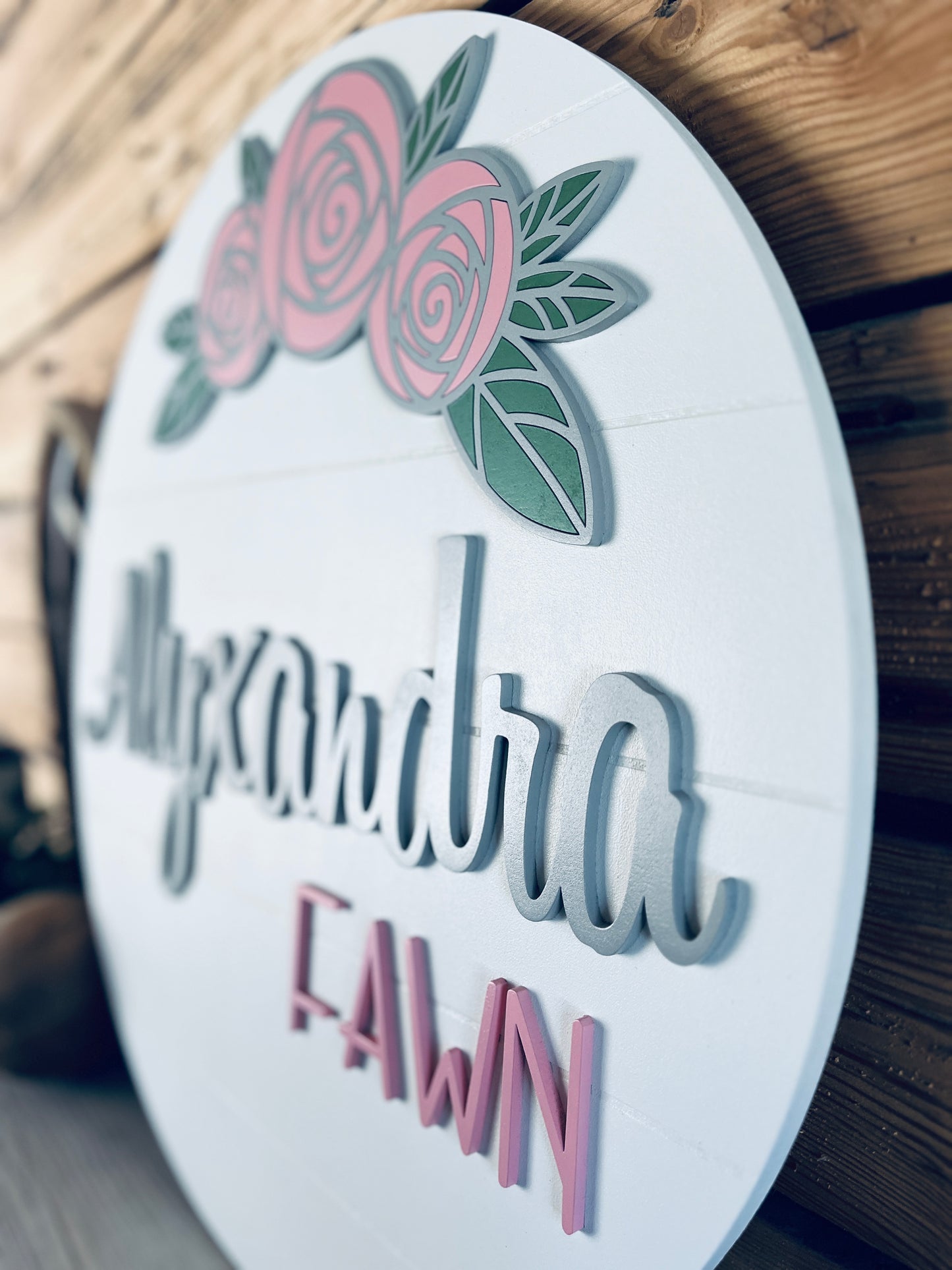 Nursery Name Sign with Flowers | Nursery Wall Art | Nursery Decor Girl