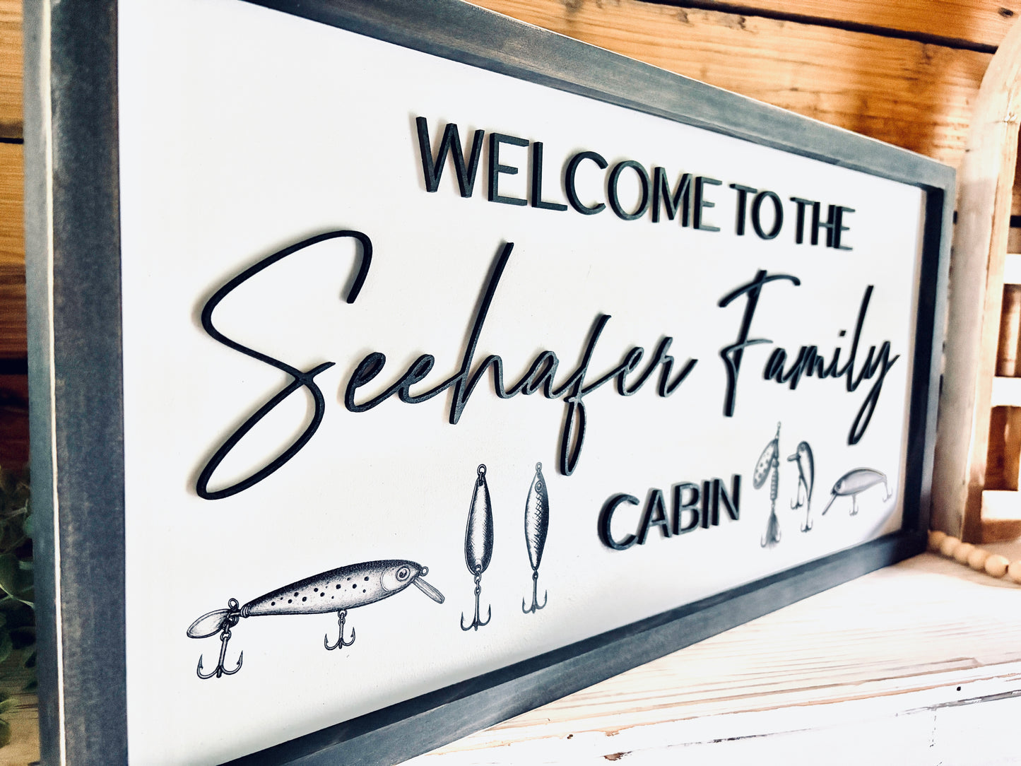 Personalized Fishing Cabin Sign | Custom Family Lake House Decor