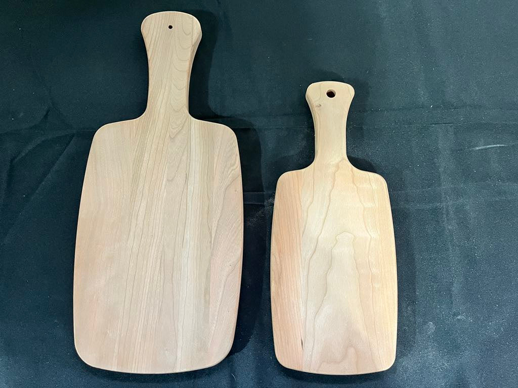 Engraved Cherry Small Wood Serving Board with Handle | Personalized Cutting Board with Family Recipe in Original Handwriting