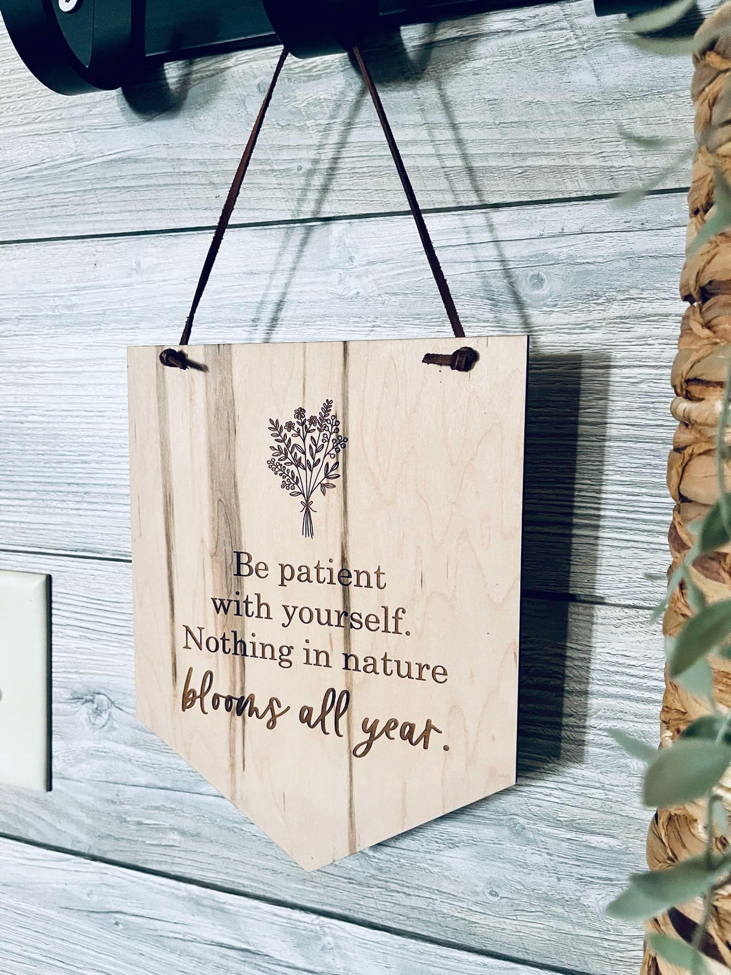 Be Patient With Yourself Engraved Maple Wood Sign - Inspirational Wall Decor - Motivational Gift for Home or Office
