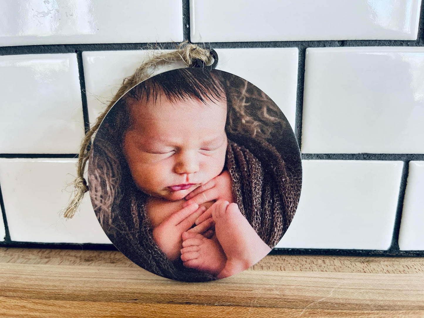 Personalized Photo Ornament | Custom Picture Keepsake | Baby’s First Christmas | UV Printed on Maple Wood | Christmas Gift for Baby