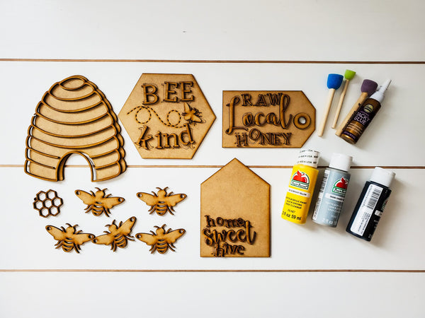 Honey Bee Tiered Tray Decor | Summer Tiered Tray Decor | Tiered Tray Decor Bundle | Tiered Tray Signs | Tiered Tray DIY Kit