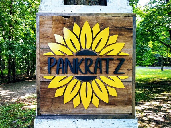 Sunflower Barn Board Sign | Handmade Custom Sign | Last Name Sign | Summer Home Decor