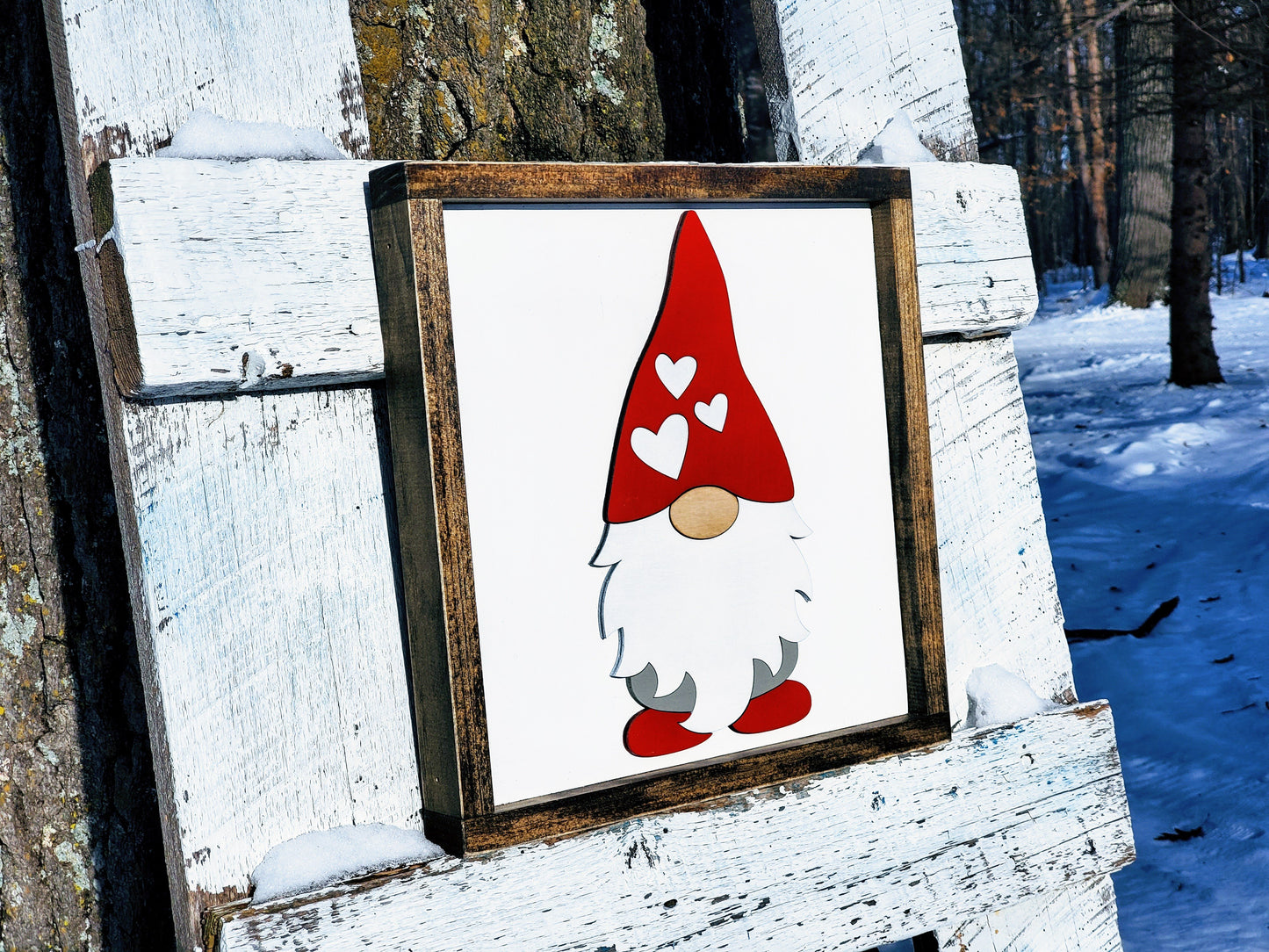 READY TO SHIP Valentine's Day Gnome Sign | Raised Farmhouse Sign | Valentine's Day Decor