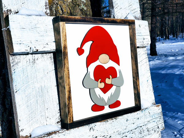 Valentine's Day Gnome Sign | Raised Farmhouse Sign | Valentine's Day Decor