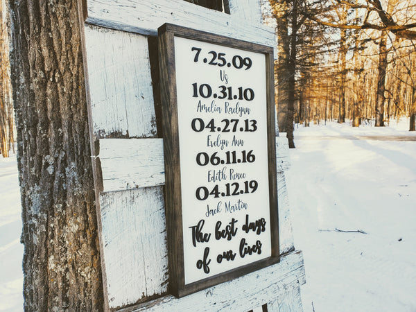 The Best Days Of Our Lives Sign | Personalized Raised Letter Family Sign