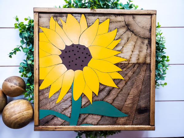 DIY Wood Sunflower Sign | DIY Raised Puzzle Sign