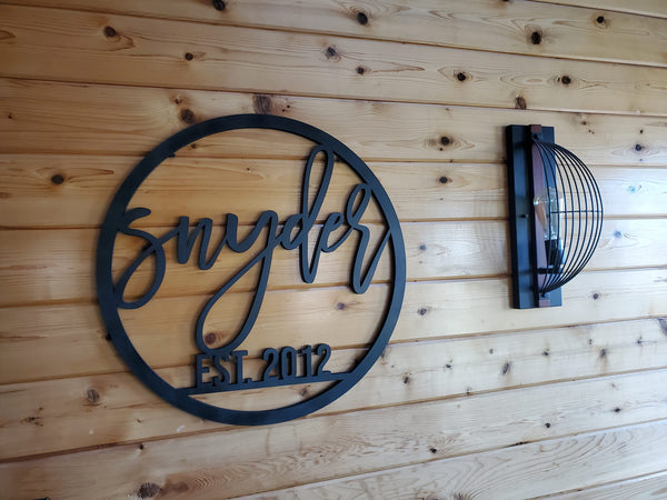Round Last Name Established Cutout | Wood Cutout Sign | Simple Farmhouse Last Name Sign