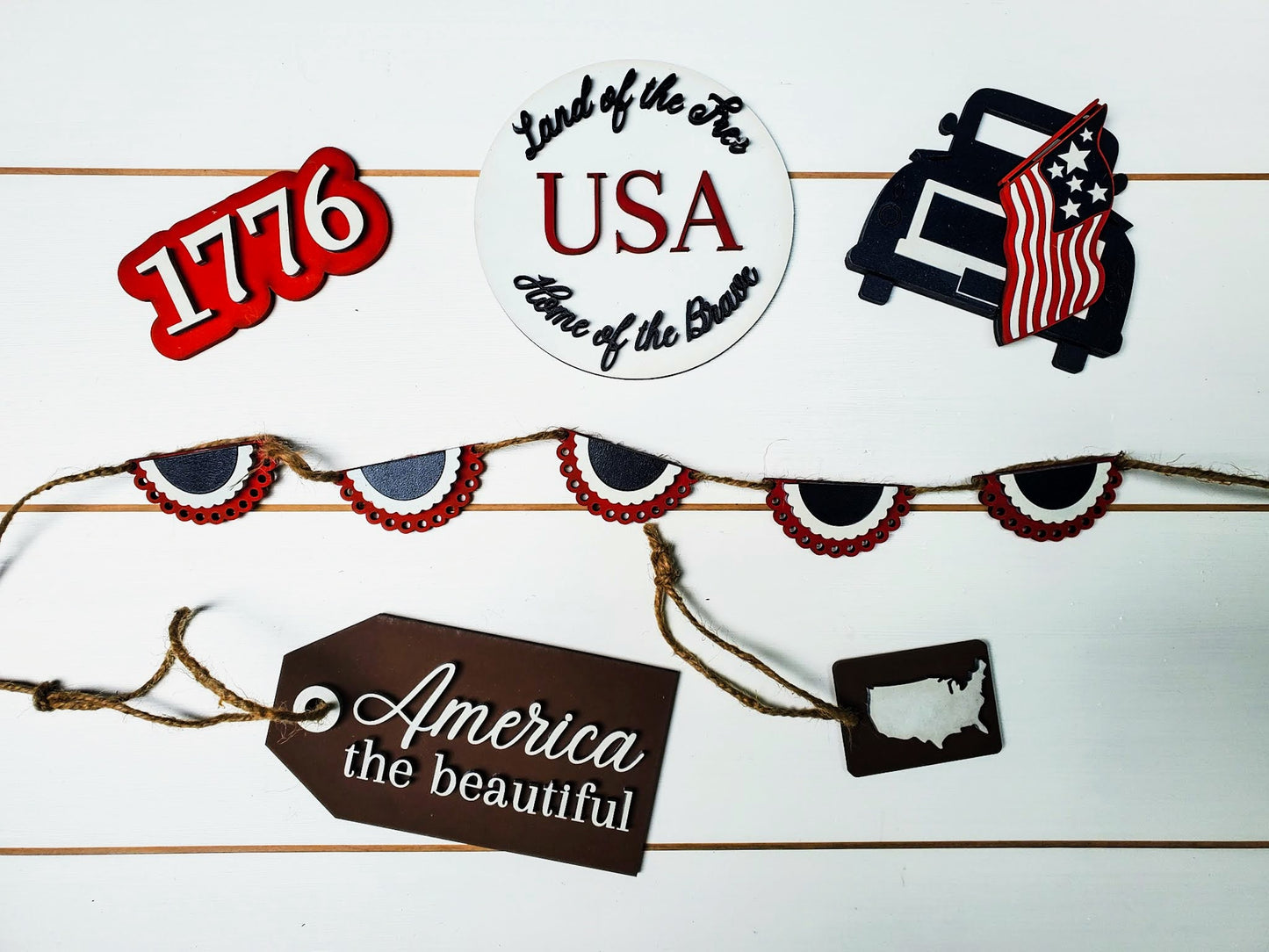 Patriotic Tiered Tray Decor | Tiered Tray Signs | Tiered Tray Decor Summer | Tiered Tray Decor | Tiered Tray Decor Bundle |Tier Tray DIY Kit