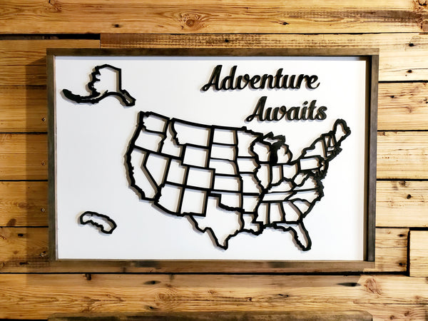 Large 3-D USA Puzzle Travel Tracker Map