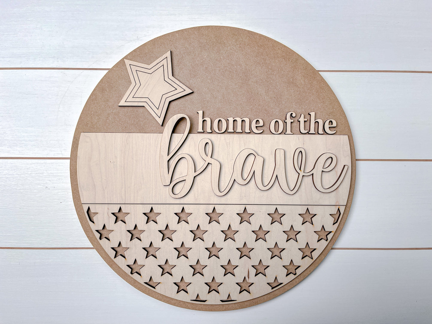 America Home of the Brave DIY Sign Kit | DIY Paint Party Set | Patriotic Decor | Round Door Hanger Sign | Patriotic Door Hanger
