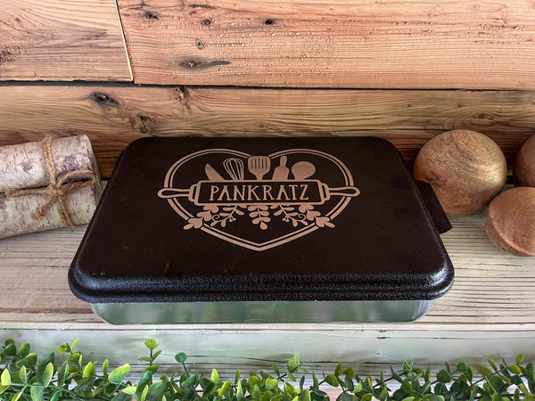 Custom Engraved Cake Pan | Personalized Metal Cake Pan | 9x13 Aluminum Cake Pan with Engraved Lid