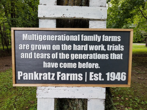 Personalized Multigenerational Family Farm Hard Work Sign | Raised Lettering Farmhouse Sign