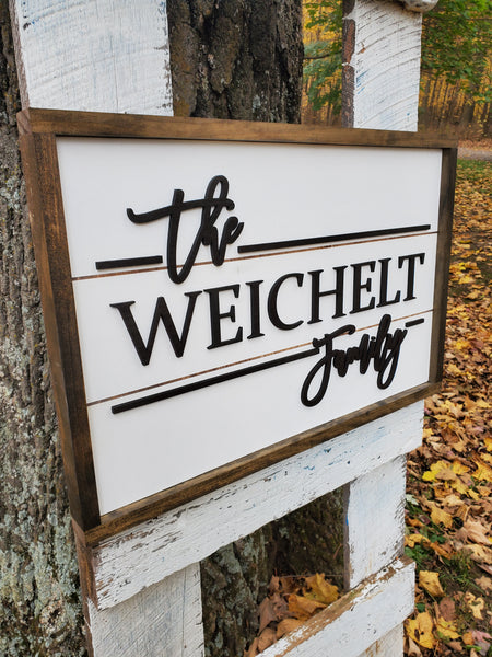 Reclaimed Wood Family Name Sign | Raised Lettering Farmhouse Name Sign | Custom Sign