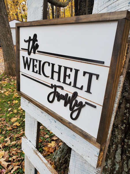 Reclaimed Wood Family Name Sign | Raised Lettering Farmhouse Name Sign | Custom Sign