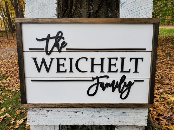 Reclaimed Wood Family Name Sign | Raised Lettering Farmhouse Name Sign | Custom Sign