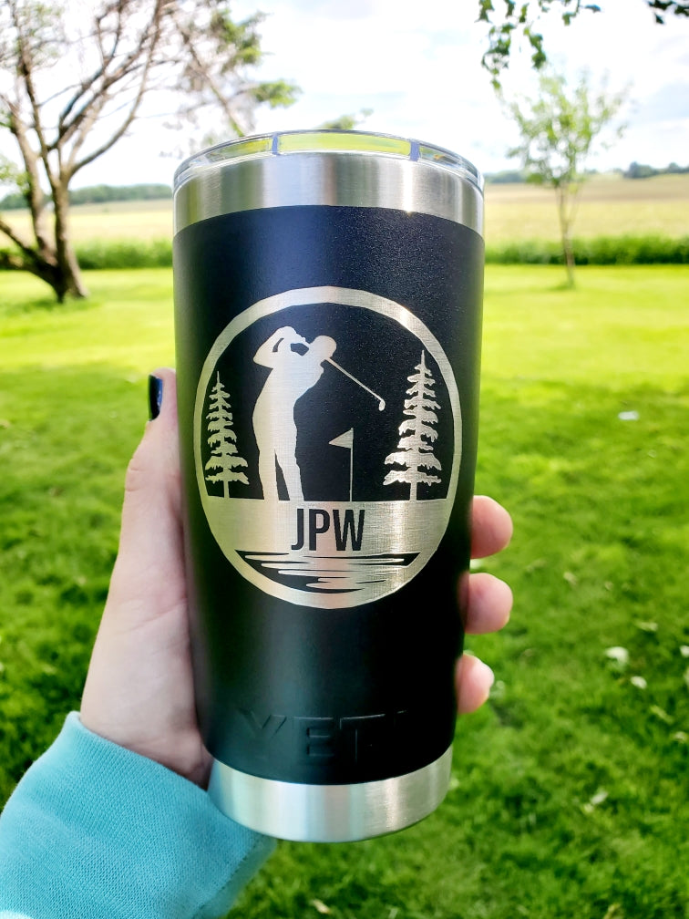  Personalized Male Golfer's Design - Engraved YETI