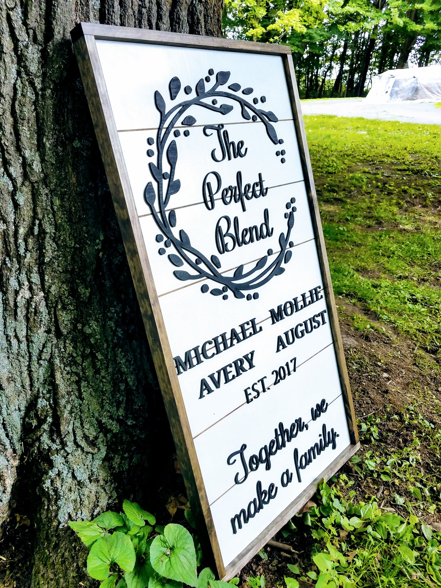 Personalized Raised Lettering Last Name Sign on Shiplap | The Perfect Blend