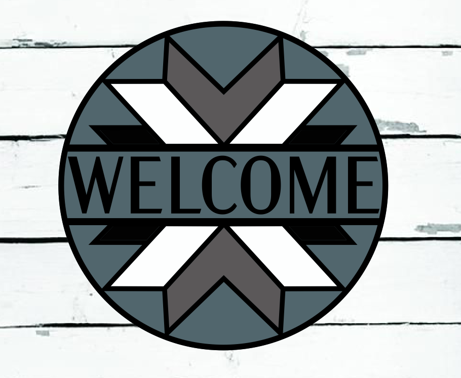 Welcome Quilt Star DIY Sign Kit | DIY Paint Party Set | Round Door Hanger Sign