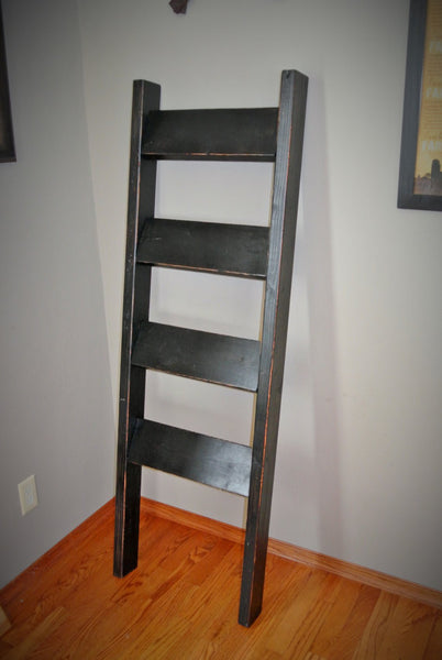 Distressed Rustic Farmhouse Wooden Blanket Ladder