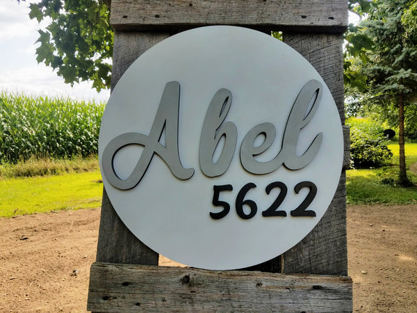 Custom Round 3D House Number Last Name Decor Cutout Sign