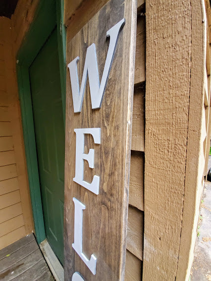 Raised Letter Welcome Sign | Vertical Welcome Sign | Rustic Front Porch Decor