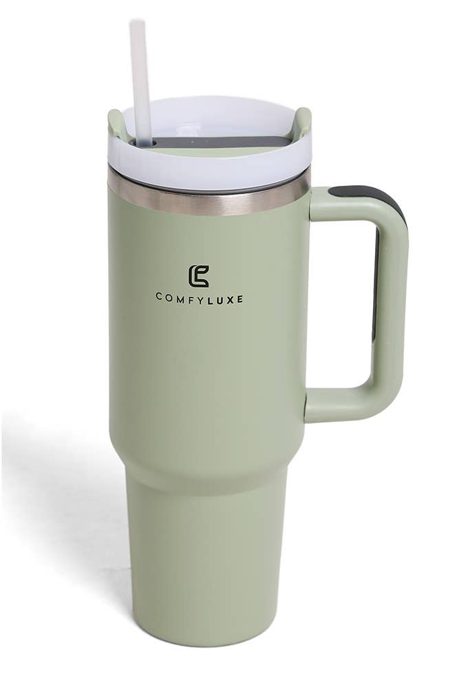 Solid Color 40oz Handle Tumbler: Charcoal