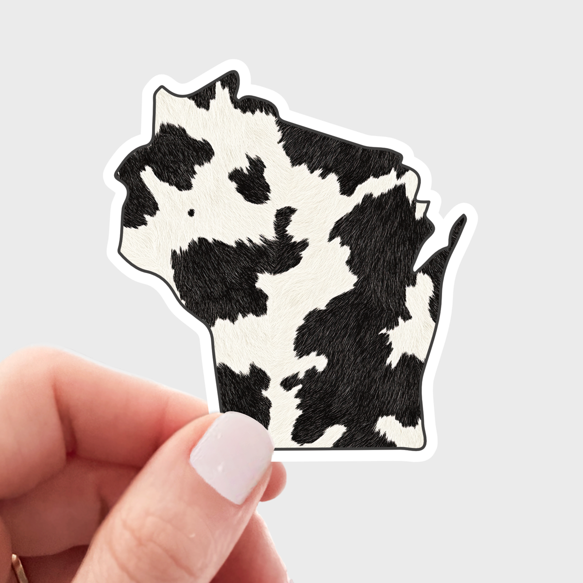Wisconsin Cow Print Sticker - wi, midwest, dairyland, farm