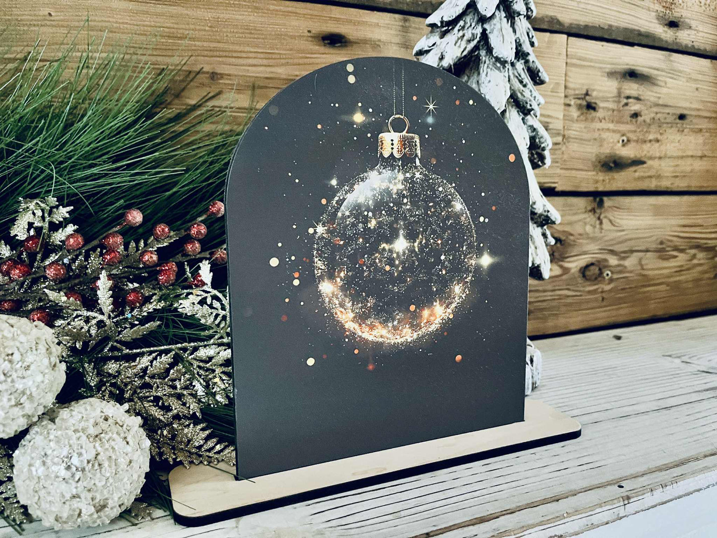 Sparkling Ornament Tabletop Sign – Farmhouse Christmas Freestanding Décor