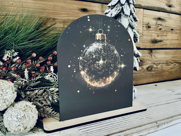 Sparkling Ornament Tabletop Sign – Farmhouse Christmas Freestanding Décor