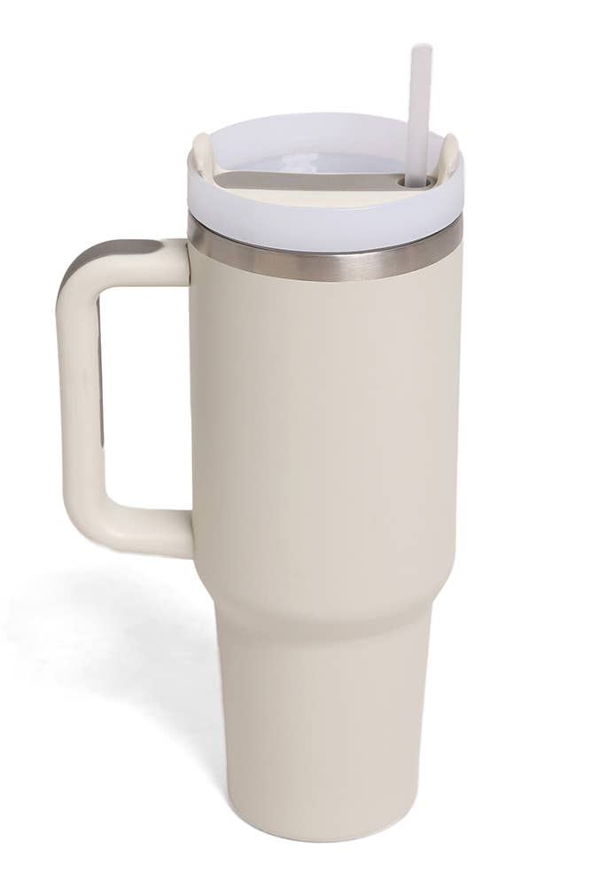 Solid Color 40oz Handle Tumbler: Charcoal
