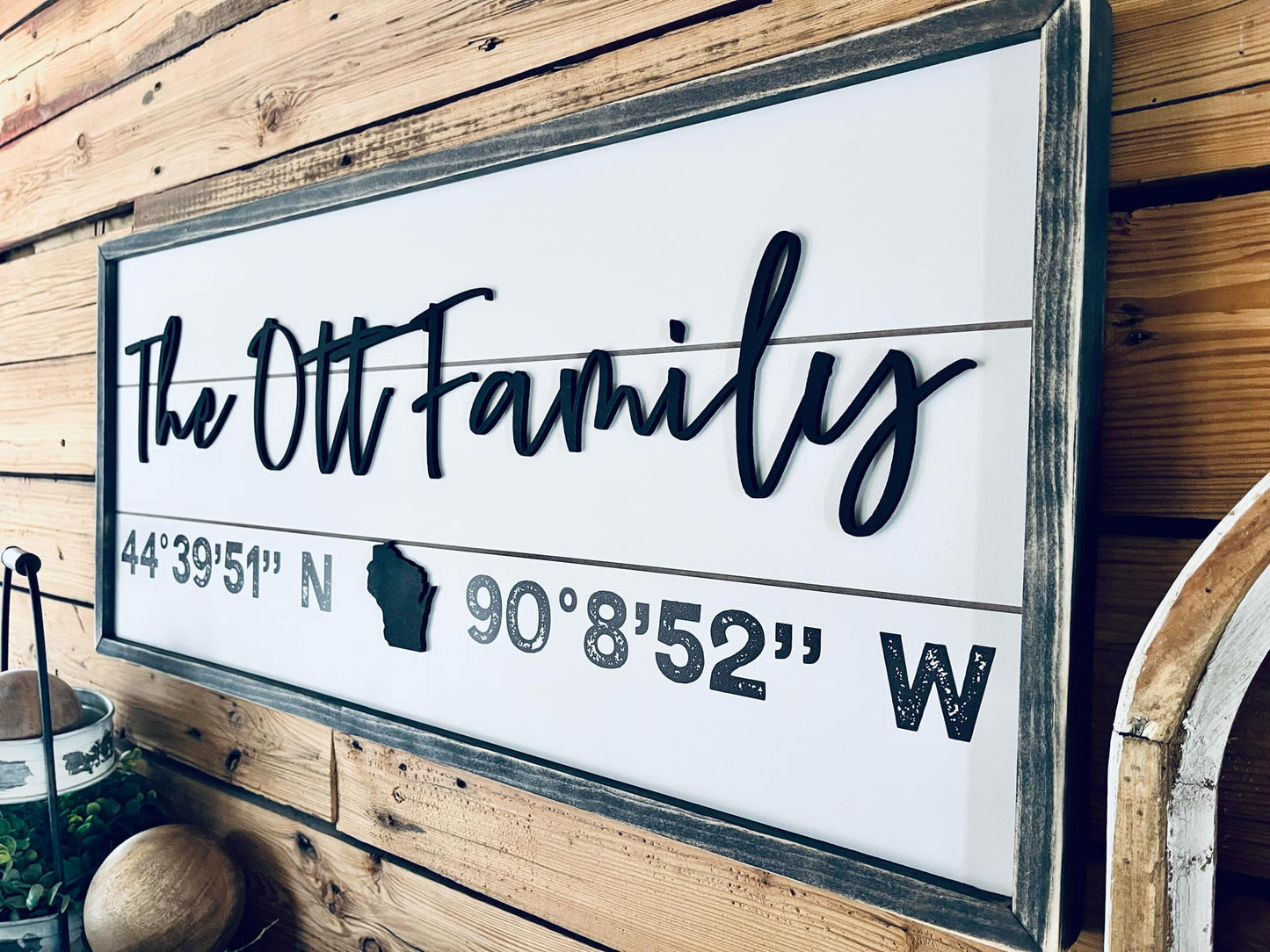 Personalized Family Name Sign with Home Coordinates | Custom Latitude & Longitude Sign