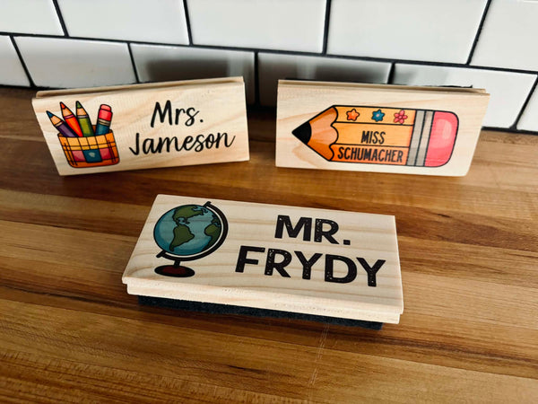 Personalized Teacher Name Dry Eraser | Custom Classroom Whiteboard Eraser Gift