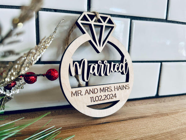 Marriage Christmas Ornament | Engaged Christmas Ornament | Personalized Wedding Ornament