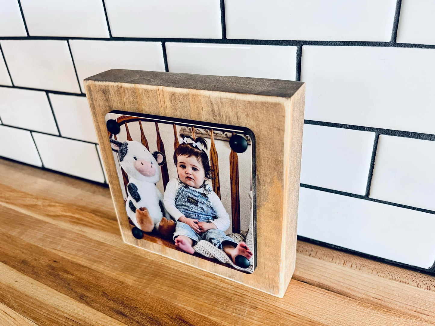 Personalized Photo Block Shelf Sitter – Custom Wood Picture Display