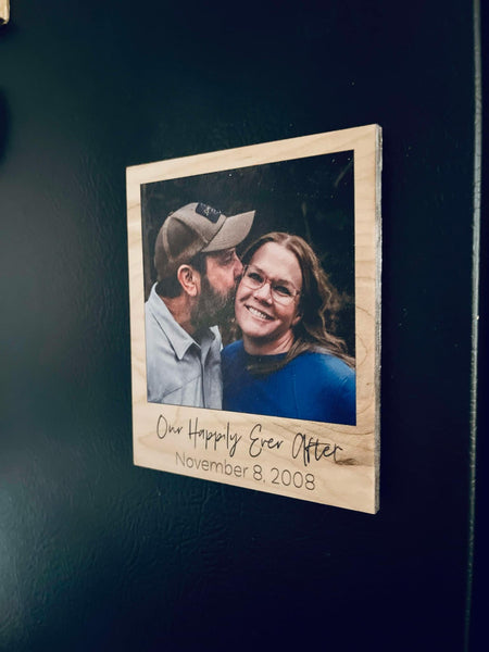 Personalized Photo Magnet – Custom Polaroid-Style Keepsake | Save the Date, Wedding Favor, Bridal Shower Gift Add-On – 3.5"x4.2"