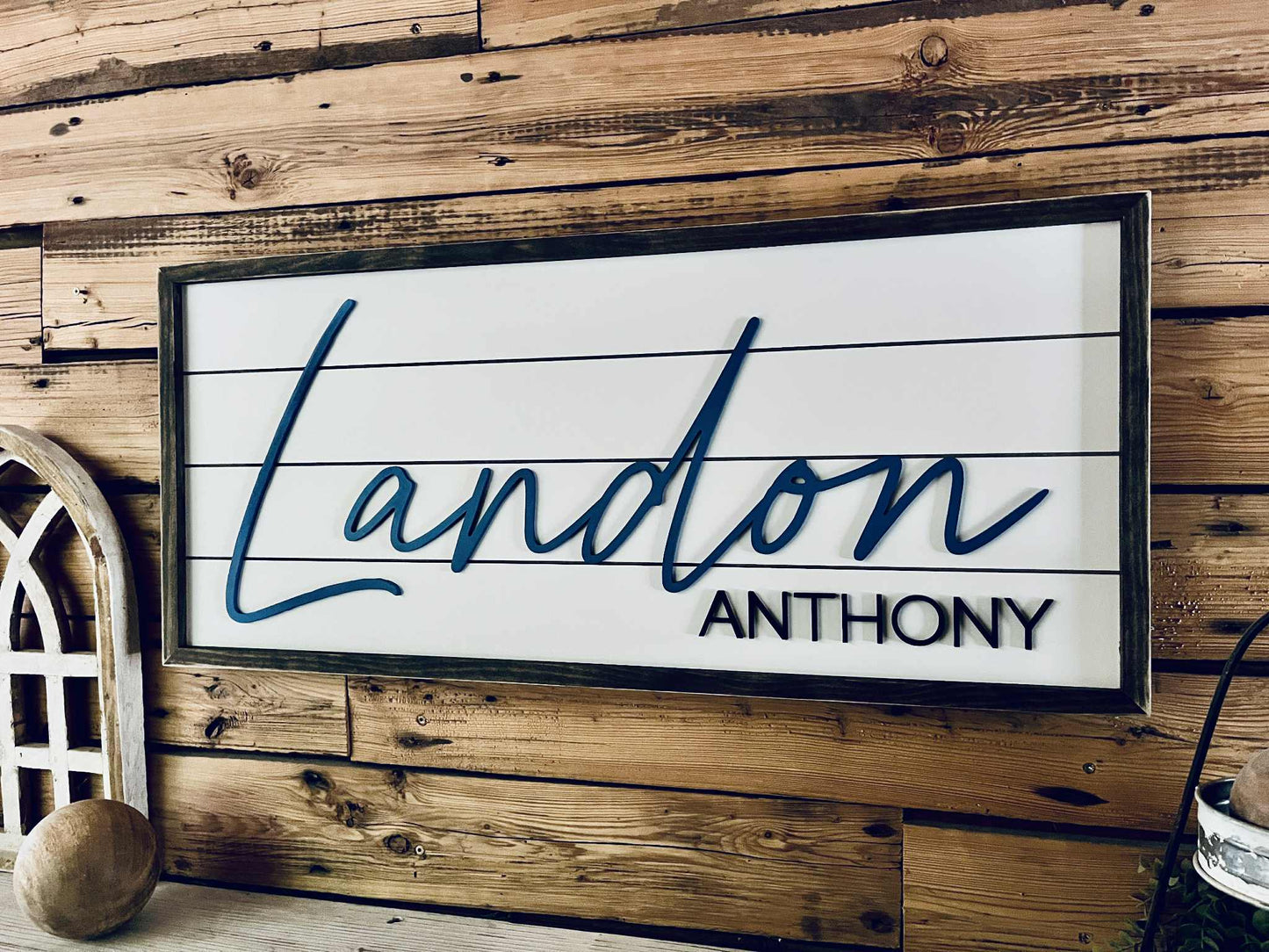 Personalized Nursery Name Sign – Custom Wood Baby Name Sign with First and Middle Name – Farmhouse Wall Decor for Boys Room or Baby Shower Gift