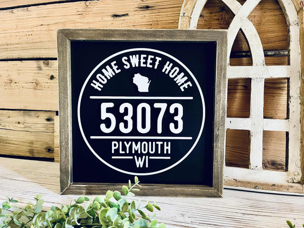 Custom Home Zip Code Sign | Personalized City & Zip Code Decor | Raised Lettering & Printed Background